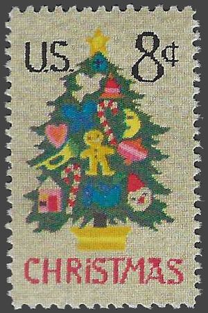 #1508 8c Needlepoint Christmas Tree 1973 Mint NH