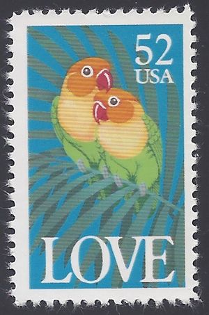 #2537 52c Two Parrots & Love 1991 Mint NH
