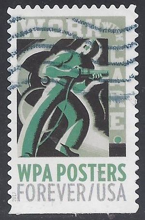 #5187 (49c Forever) WPA Posters Work with Care 2017 Used