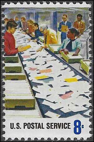 #1491 8c Postal Service Employees Mail Sorting 1973 Mint NH