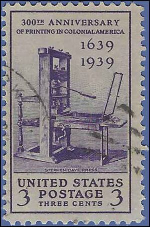 # 857 3c 300th Anniversary Printing Colonial America 1939 Used