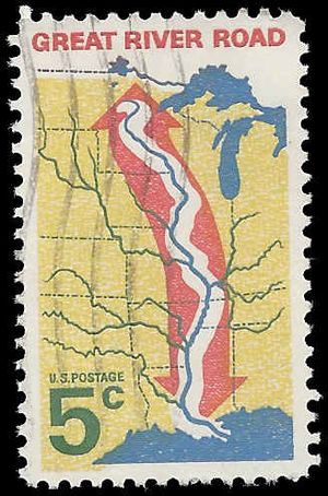 #1319 5c Mississippi River-The Great River Road 1966 Used
