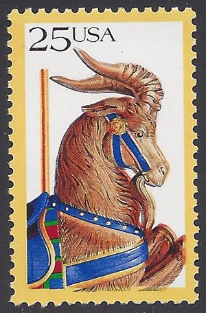 #2393 25c American Folk Art Carousel Animals  1988 Mint NH