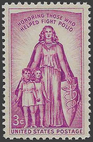 #1087 3c Polio 20th Anniversary March of Dimes 1957 Mint NH