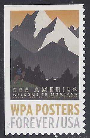 #5180 (49c Forever) WPA Posters See America Welcome to Montana  2017 Used