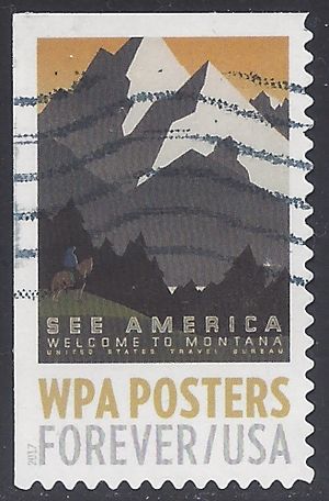 #5180 (49c Forever) WPA Posters See America Welcome to Montana  2017 Used