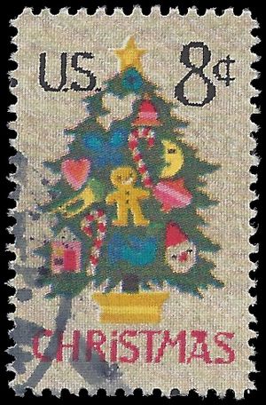 #1508 8c Needlepoint Christmas Tree 1973 Used