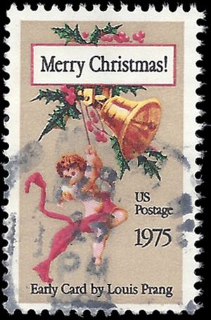 #1580 10c Christmas Card, by Louis Prang 1975 Used