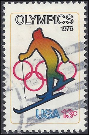 #1696 13c Olympic Games Skiing 1976 Used