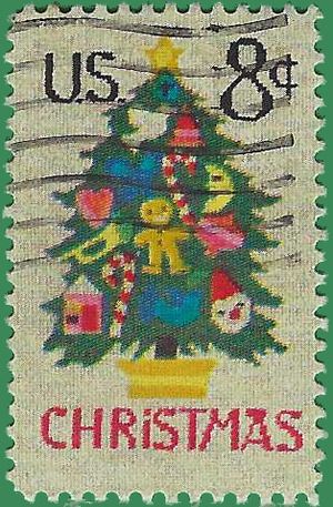 #1508 8c Needlepoint Christmas Tree 1973 Used