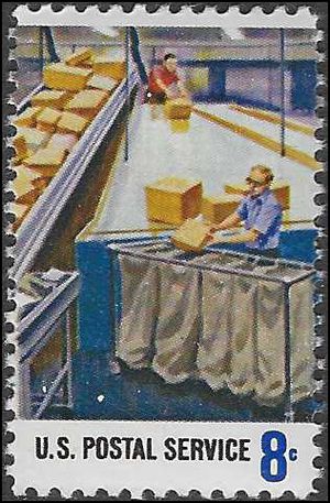 #1492 8c Postal Service Employees Parcel Post Sorting 1973 Mint NH