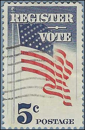 #1249 5c Register to Vote 1964 Used