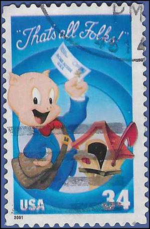 #3534 34c That's All Folks! Porky Pig 2001 Used