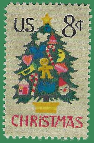 #1508 8c Needlepoint Christmas Tree 1973 Used