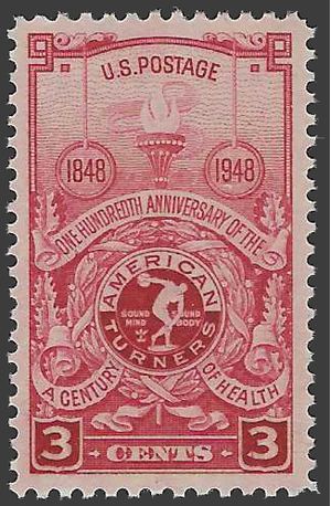 # 979 3c 100th Anniversary of the American Turners 1948 Mint NH