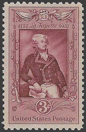 #1097 3c Marquis de Lafayette Bicentenary 1957 Mint NH