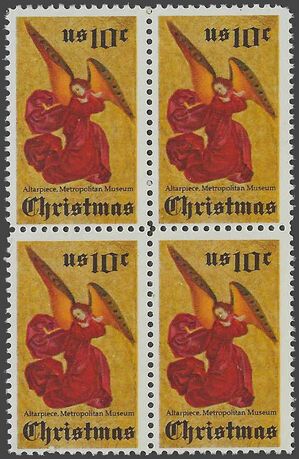 #1550 10c Christmas Angel Block/4 1974 Mint NH