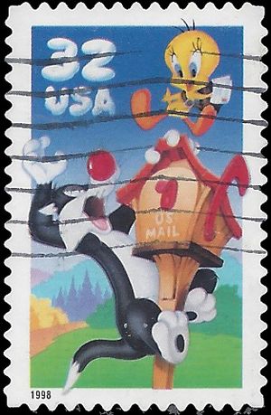 #3204 32c Sylvester & Tweety  1998 Used