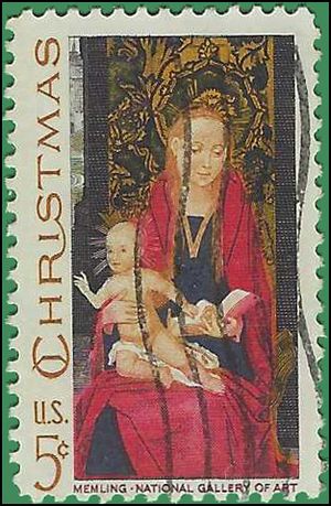 #1336 5c Christmas Madonna and Child 1967 Used