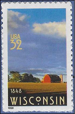 #3206 32c 150th Anniversary Wisconsin Statehood 1998 Mint NH