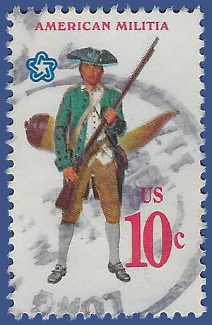 #1568 10c Military Uniforms American Militia 1975 Used