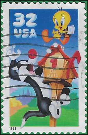 #3204 32c Sylvester & Tweety  1998 Used