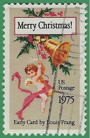 #1580 10c Christmas Card, by Louis Prang 1975 Used