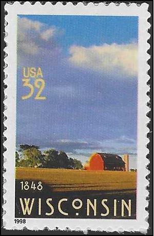 #3206 32c 150th Anniversary Wisconsin Statehood 1998 Mint NH