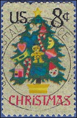 #1508 8c Needlepoint Christmas Tree 1973 Used CDS