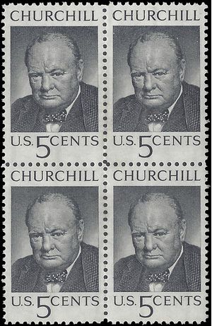 #1264 5c Sir Winston Spencer Churchill Block/4 1965 Used