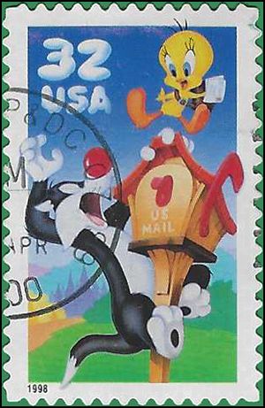 #3204 32c Sylvester & Tweety  1998 Used