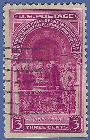 # 854 3c 150th Anniversary Washington's Inauguration 1939 Used