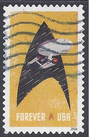 #5132 (47c Forever) Star Trek Enterprise and Starfleet Insignia 2016 Used