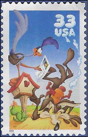 #3391 33c Road Runner & Wile E. Coyote 2000 Used
