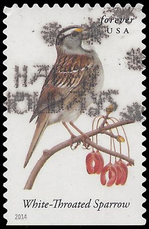 #4891 Songbirds White Throated Sparrow Booklet Single 2014 Used