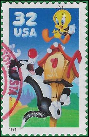 #3204 32c Sylvester & Tweety  1998 Used