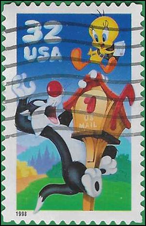 #3204 32c Sylvester & Tweety  1998 Used