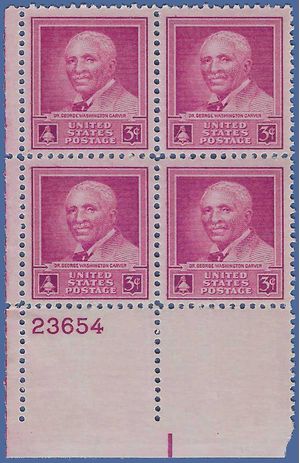 # 953 3c George Washington Carver PB/4 1948 Mint NH