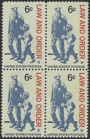 #1343 6c Law and Order Block/4 1968 Mint NH