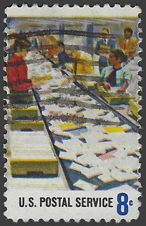 #1493 8c Postal Employees-Letters on a Conveyor Belt 1973 Used