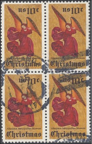 #1550 10c Christmas Angel Block/4 1974 Used