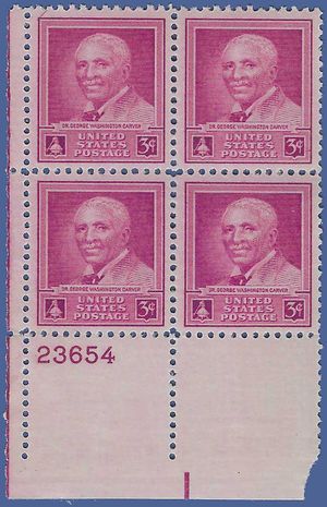 # 953 3c George Washington Carver PB/4 1948 Mint NH