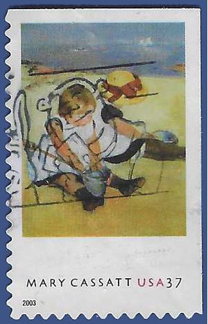 #3805 37c Mary Cassatt Paintings Children Playing on the Beach Booklet Single 2003 Used
