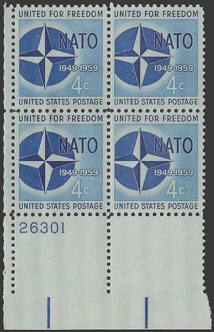 #1127 4c 10th Anniversary of NATO PB/4 1959 Mint NH