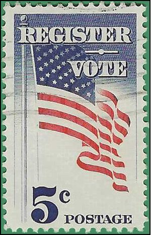 #1249 5c Register to Vote 1964 Used