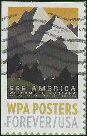 #5180 (49c Forever) WPA Posters See America Welcome to Montana  2017 Used