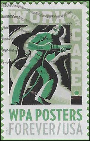 #5187 (49c Forever) WPA Posters Work with Care 2017 Used