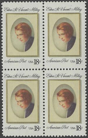 #1926 18c Edna St. Vincent Millay Block/4 1981 Mint NH