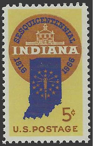 #1308 5c 150th Anniversary Indiana Statehood 1966 Mint NH