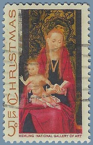 #1336 5c Christmas Madonna and Child 1967 Used